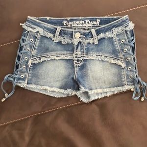 Sexy Rhinestone Shorts w/Lace up Sides